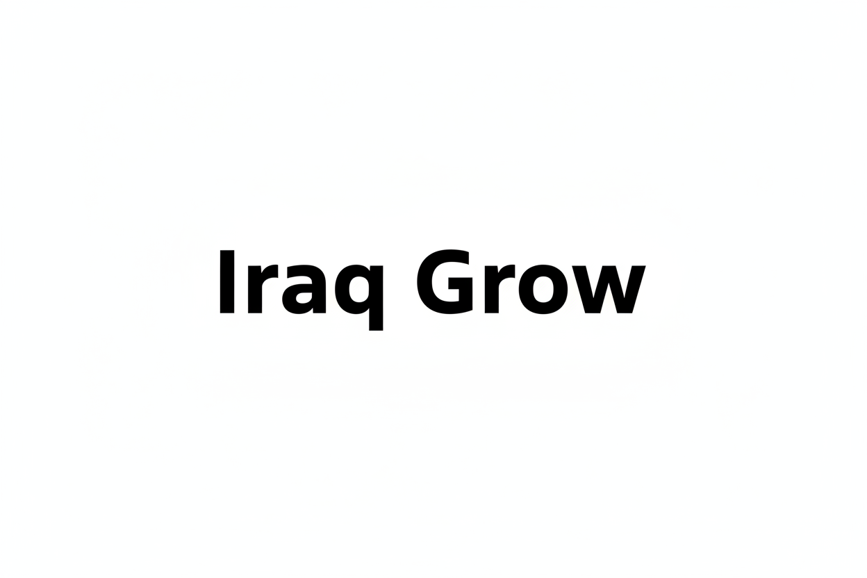 Iraq Grow ( horizontal text & all text black with white bg & no add any thing more just text)